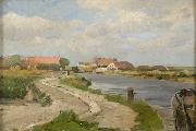 Eugen Ducker Village near canal USA oil painting artist